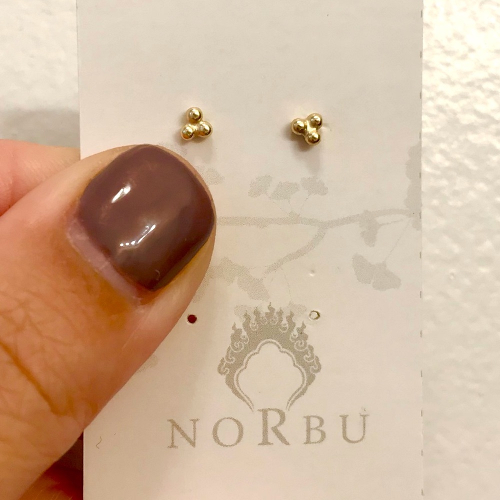 Sterling Silver Stud - Three Dot / Triangle Norbu Bijoux Earrings - Picture 2 of 4